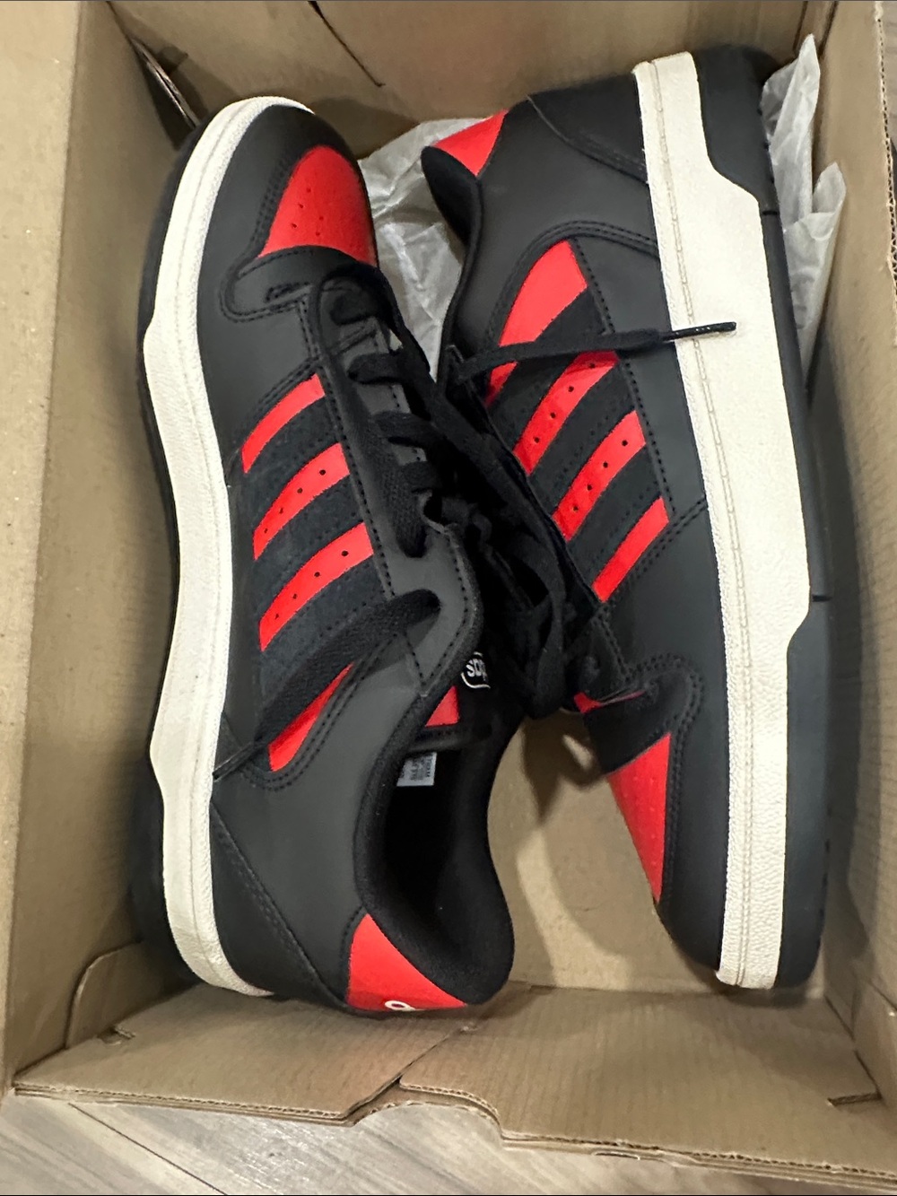 adidas Black and Red Low-Top Sneakers